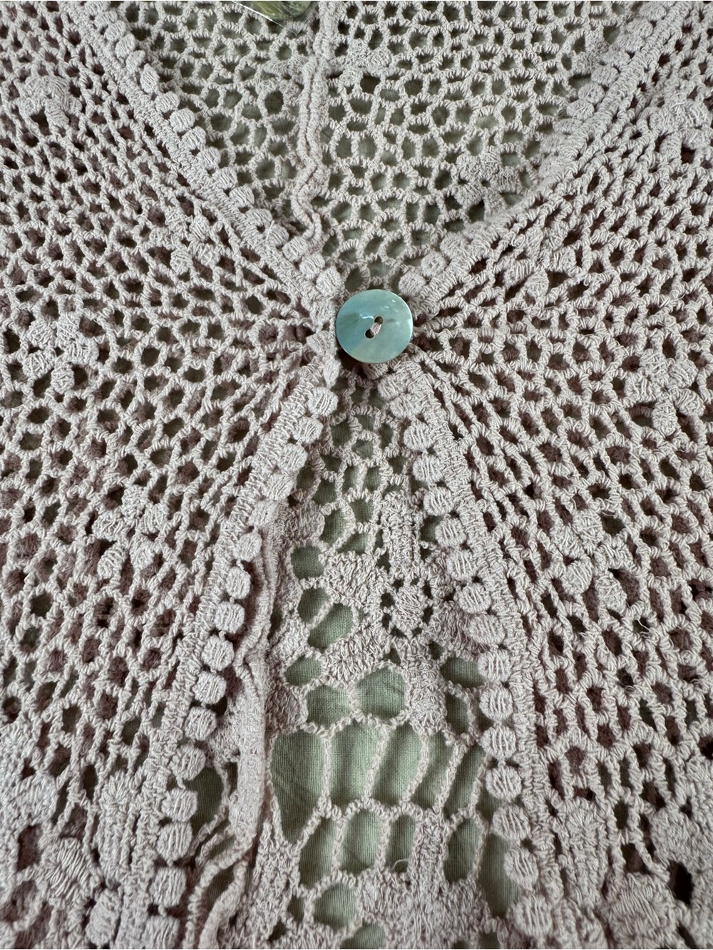 Rabbit Rabbit Rabbit Dusty Pink Crochet Open-Front Cardigan 1x - Picture 10 of 13